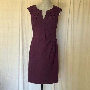 Adrianna Papell | Plum Split V-Neck Cap Sleeve Sheath Dress US 8